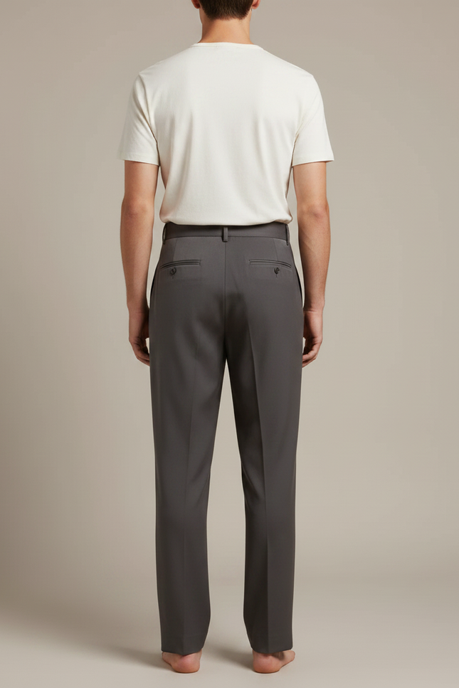 Pantalon Fluide Homme Gris Plissé Élégant Drapé - Polyester - vue 2