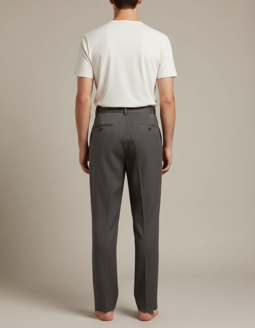 Pantalon Fluide Homme Gris Plissé Élégant Drapé - Polyester - vue 2