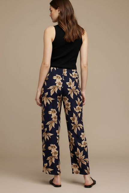 Pantalon Fluide Fleurie Femme - Marine Viscose - vue 2