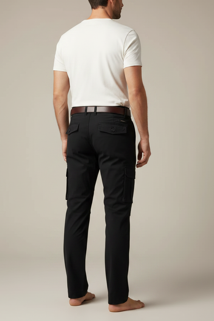 Pantalon Fluide Noir Cargo Homme Décontracté Coton - vue 2