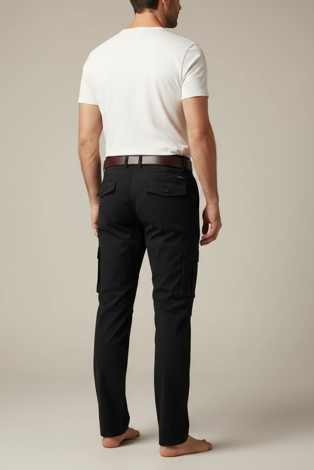 Pantalon Fluide Noir Cargo Homme Décontracté Coton - vue 2
