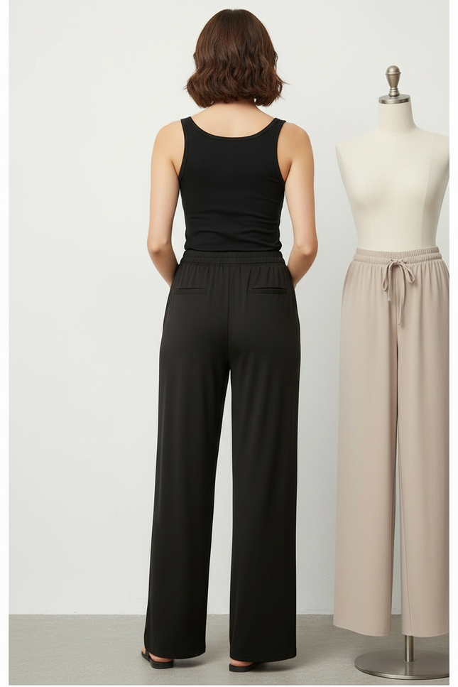 Pantalon Fluide Lycra - Noir Viscose - vue 2