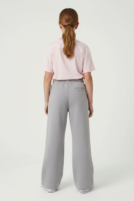 Pantalon Fluide Gris Ample Coton Cordon Sport - Molleton - vue 2