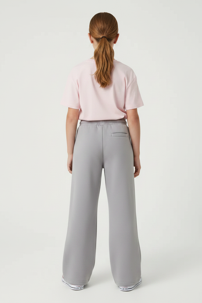 Pantalon Fluide Gris Ample Coton Cordon Sport - Molleton - vue 2