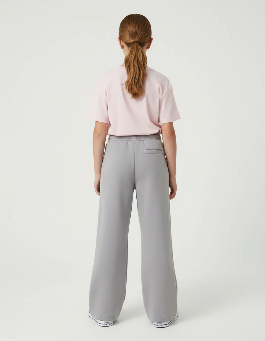 Pantalon Fluide Gris Ample Coton Cordon Sport - Molleton - vue 2