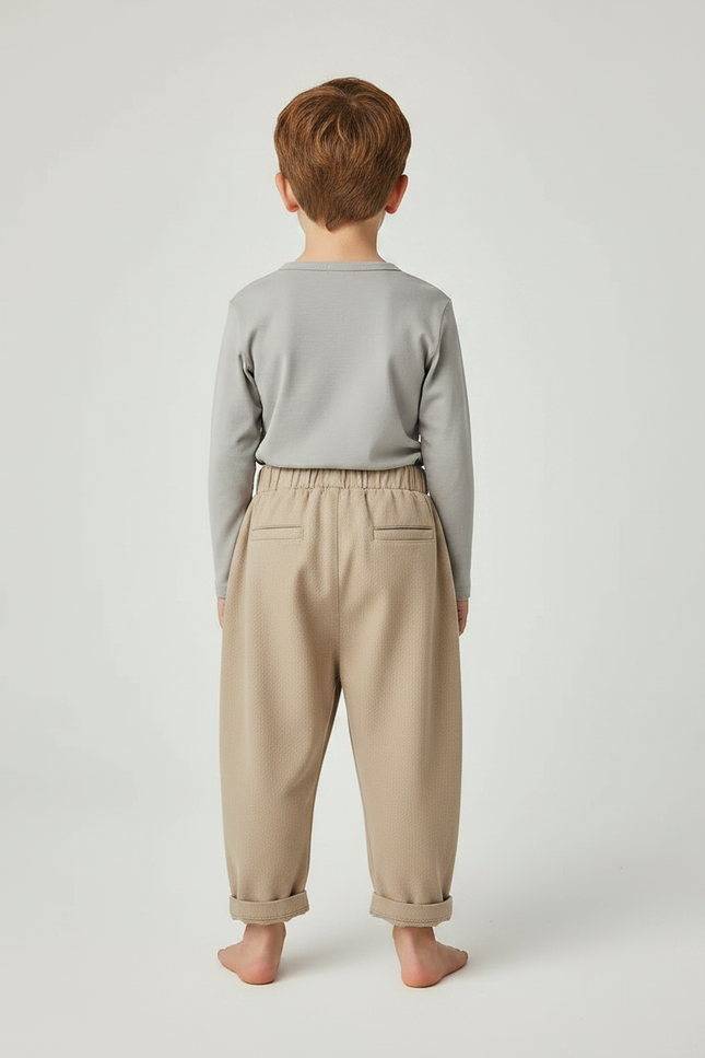 Pantalon Fluide Garçon Beige Coupe Ample - Gabardine - vue 2