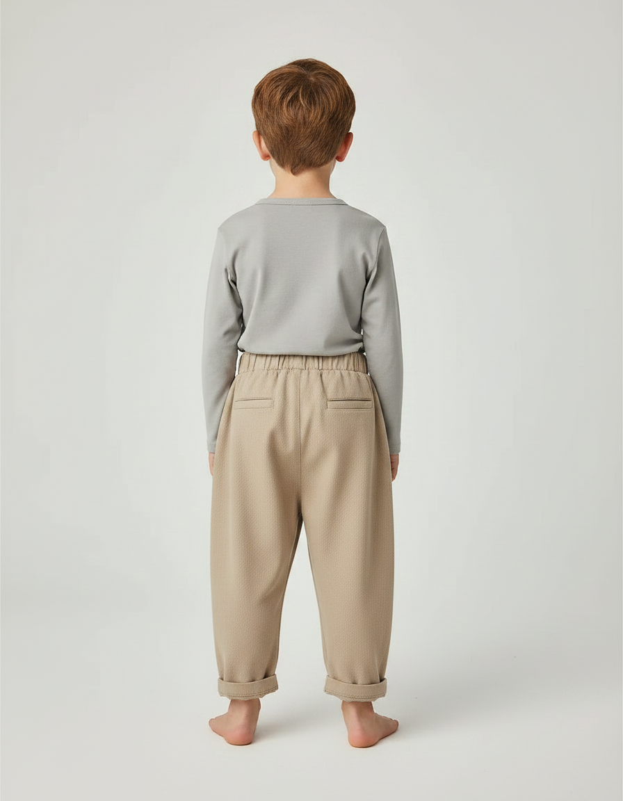 Pantalon Fluide Garçon Beige Coupe Ample - Gabardine - vue 2