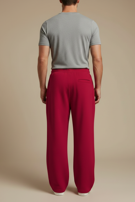 Pantalon Fluide Rouge Ample Décontracté Cordon Homme - Molleton - vue 2
