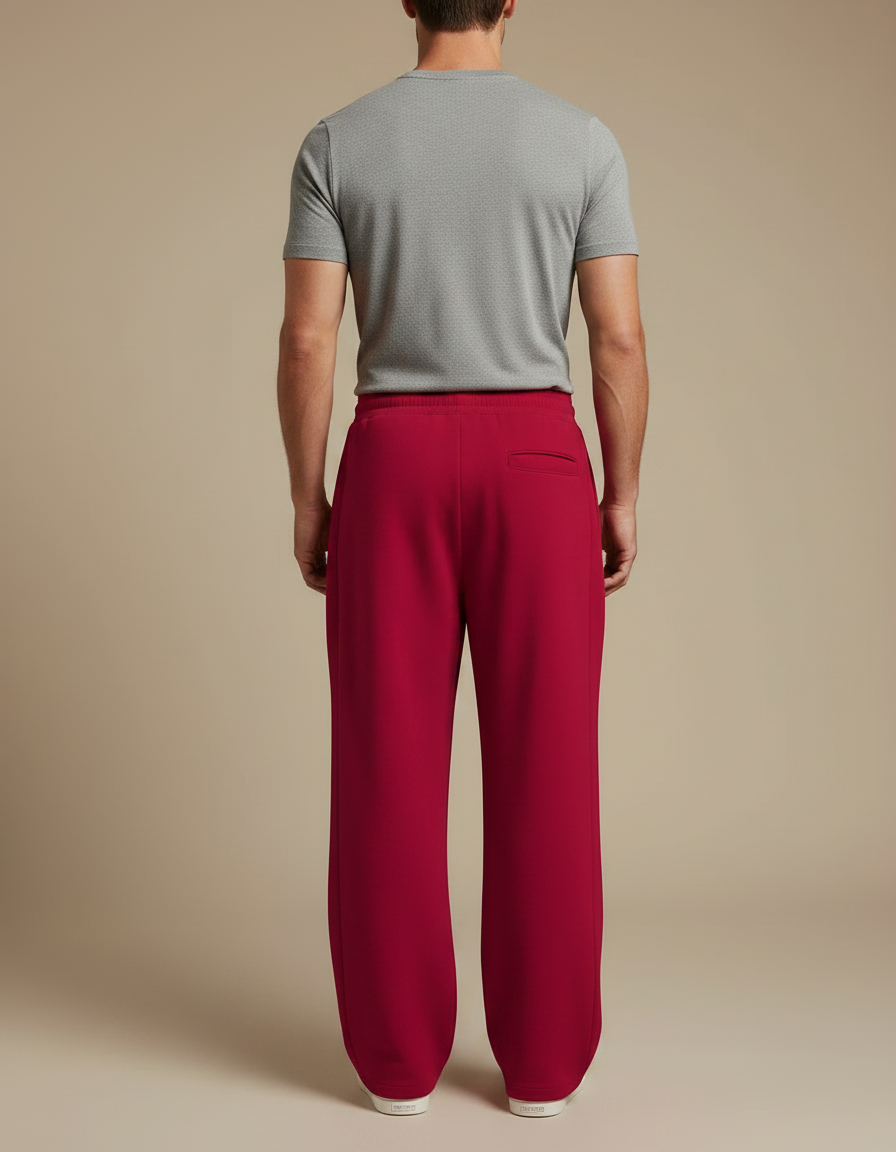 Pantalon Fluide Rouge Ample Décontracté Cordon Homme - Molleton - vue 2