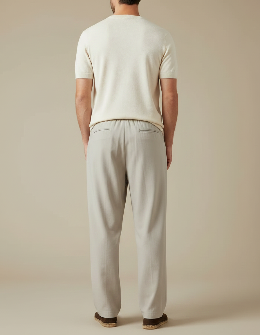 Pantalon Fluide Homme Gris Ample Décontracté Confortable - Viscose - vue 2