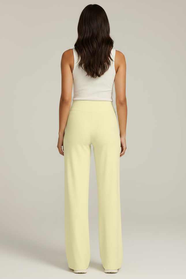Pantalon Fluide Jaune Clair Femme Ample Yoga - Viscose - vue 2