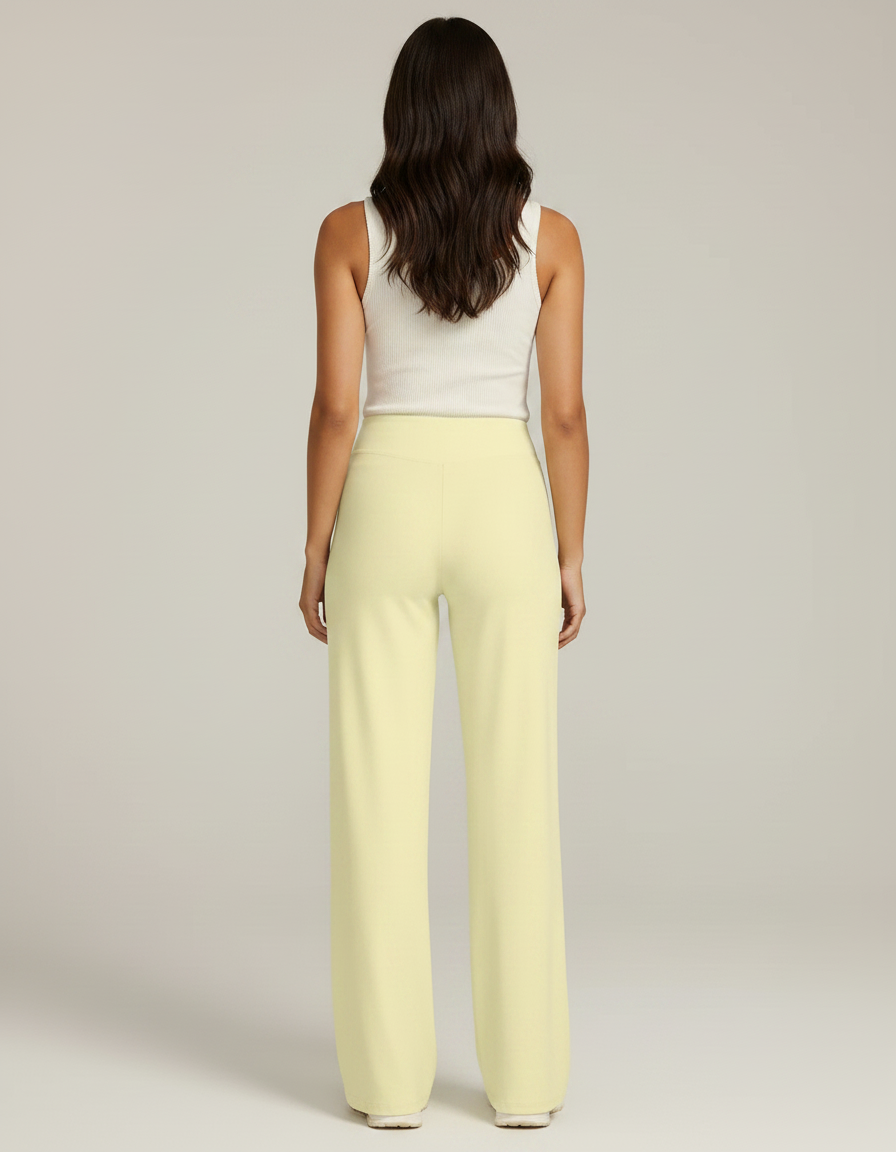 Pantalon Fluide Jaune Clair Femme Ample Yoga - Viscose - vue 2
