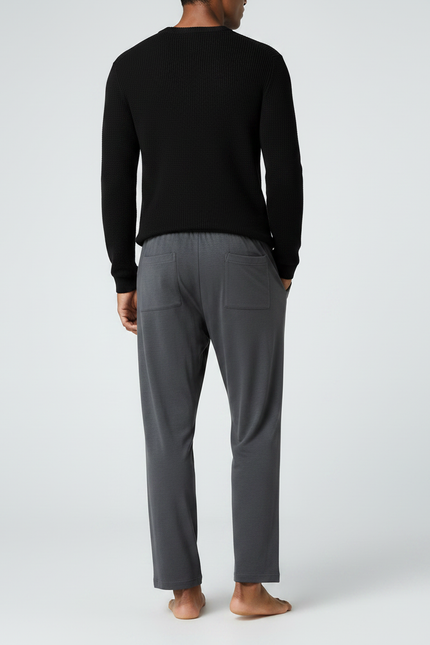 Pantalon Fluide Gris Ample Coton Décontracté Confortable - Molleton - vue 2