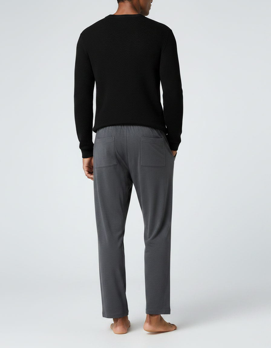 Pantalon Fluide Gris Ample Coton Décontracté Confortable - Molleton - vue 2