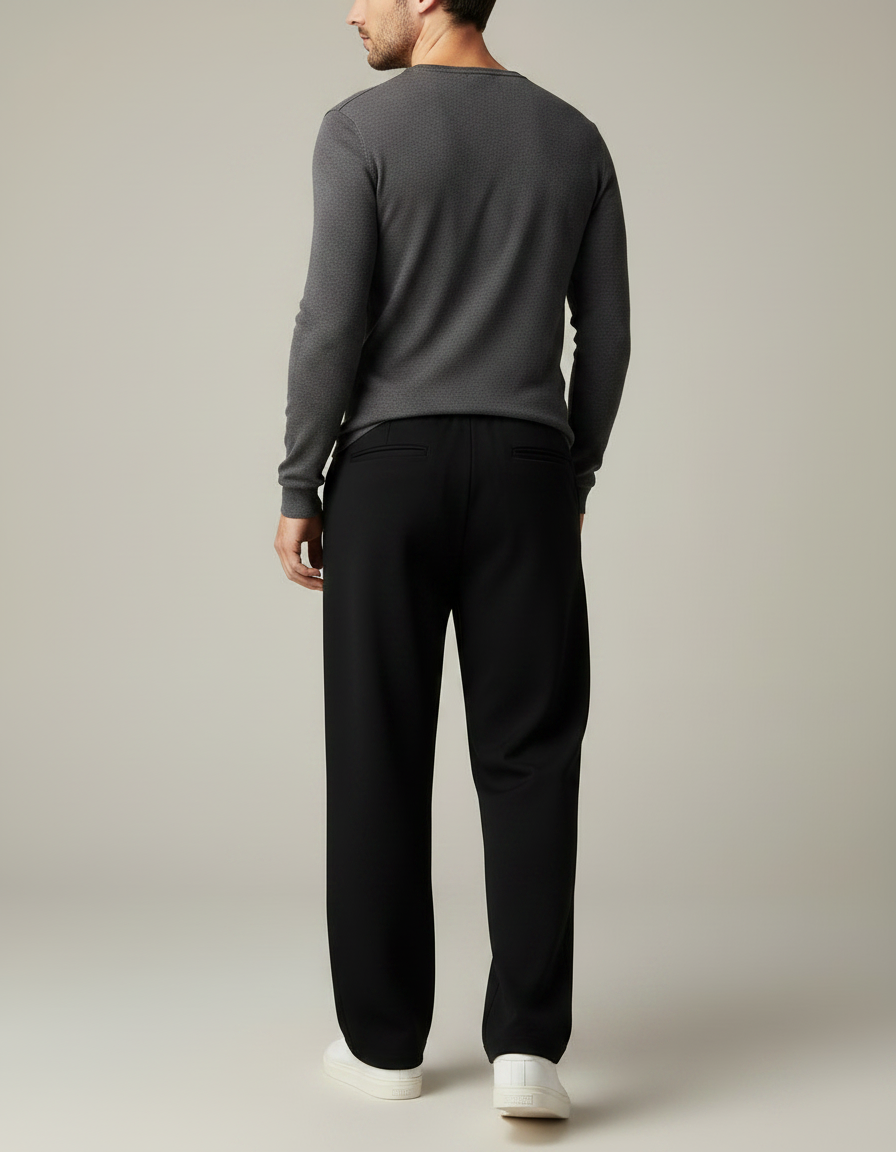 Pantalon Fluide Noir Ample Décontracté Homme - Viscose - vue 2