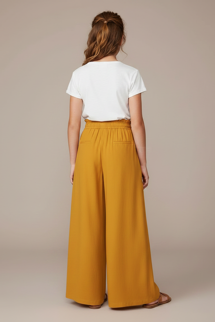 Pantalon Fluide Jaune Ample Taille Haute Confortable - Viscose - vue 2
