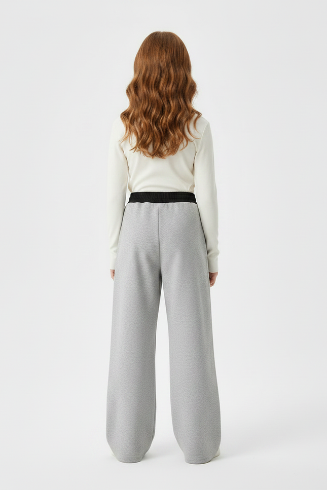Pantalon Fluide Gris Ample Molletonné Enfant - vue 2