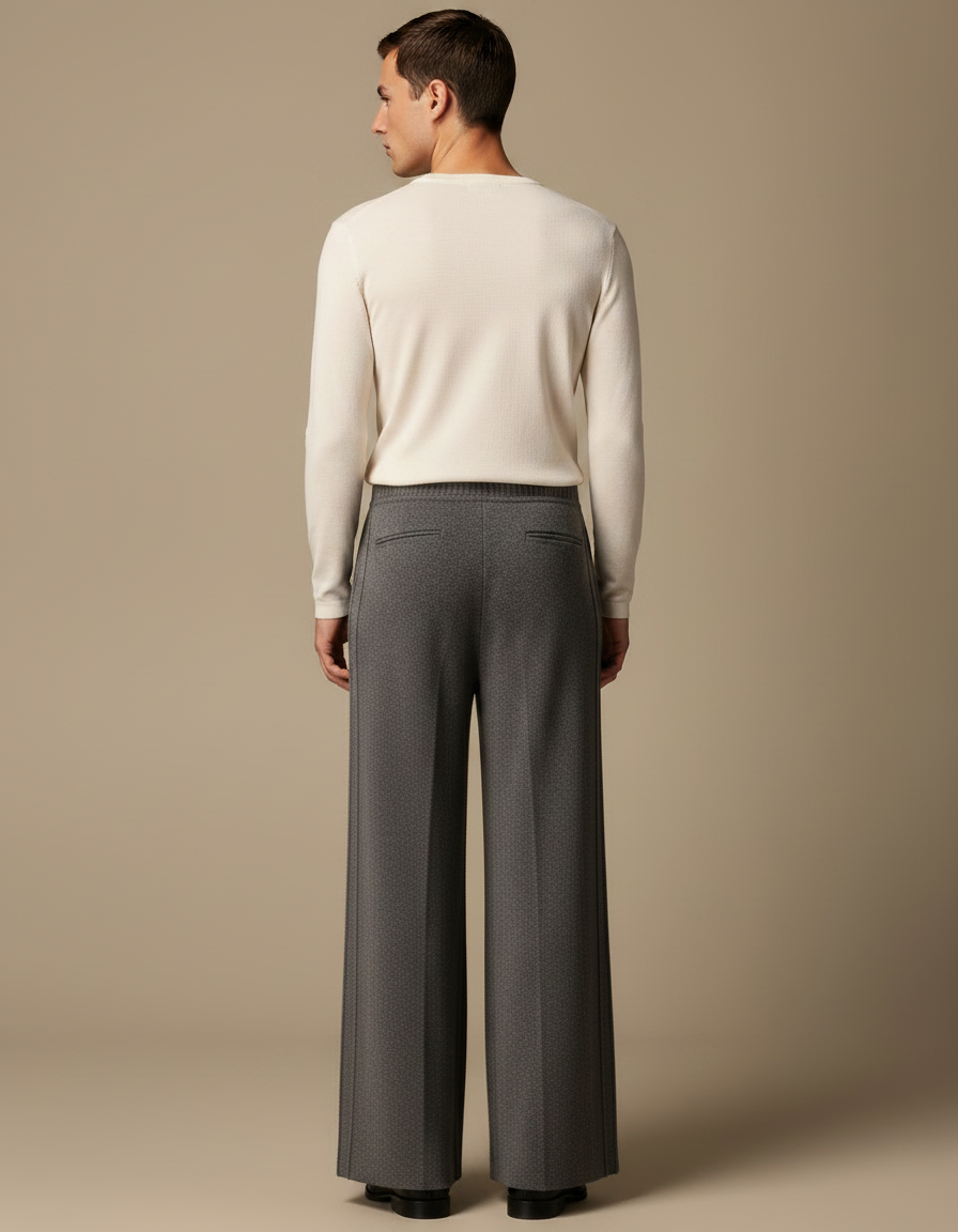 Pantalon Fluide Made In Italy - Gris Maille - vue 2