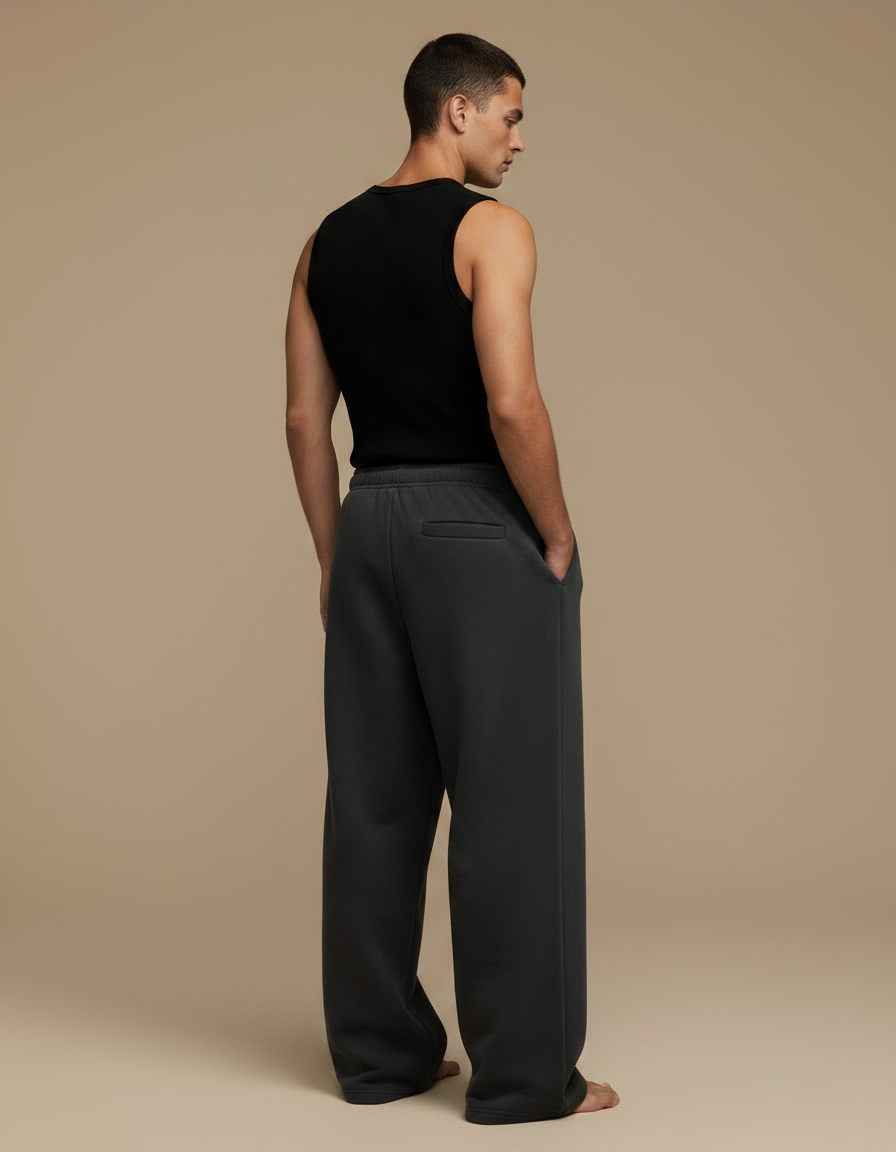 Pantalon Fluide Gris Ample Imprimé Sport Homme - Molleton - vue 2