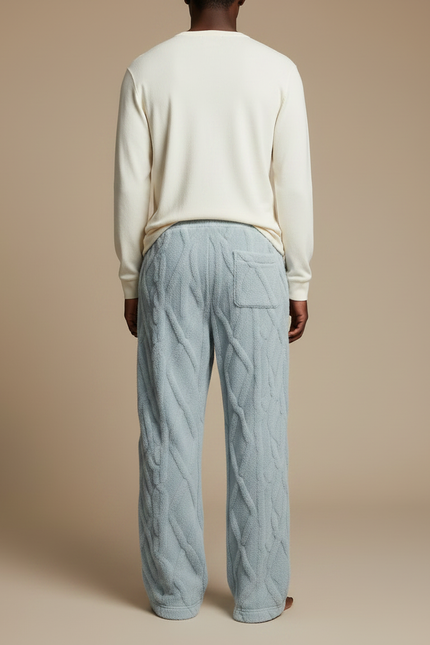 Pantalon Fluide Bleu Câblé Polaire Ample Confortable - Molleton - vue 2