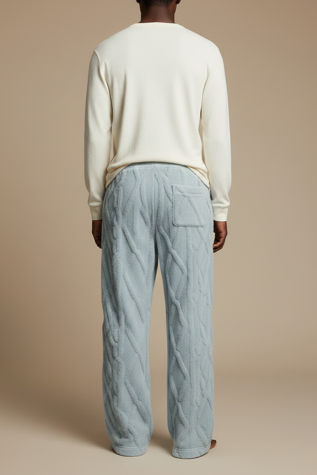 Pantalon Fluide Bleu Câblé Polaire Ample Confortable - Molleton - vue 2