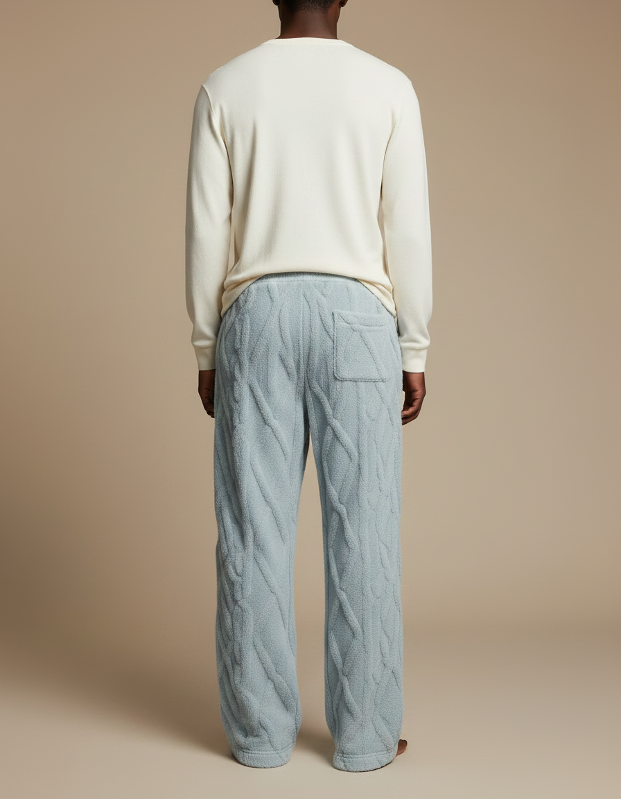 Pantalon Fluide Bleu Câblé Polaire Ample Confortable - Molleton - vue 2