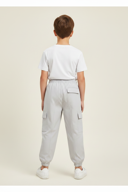 Pantalon Fluide Cargo Gris Ample Multi-Poches Garçon - Polyester - vue 2
