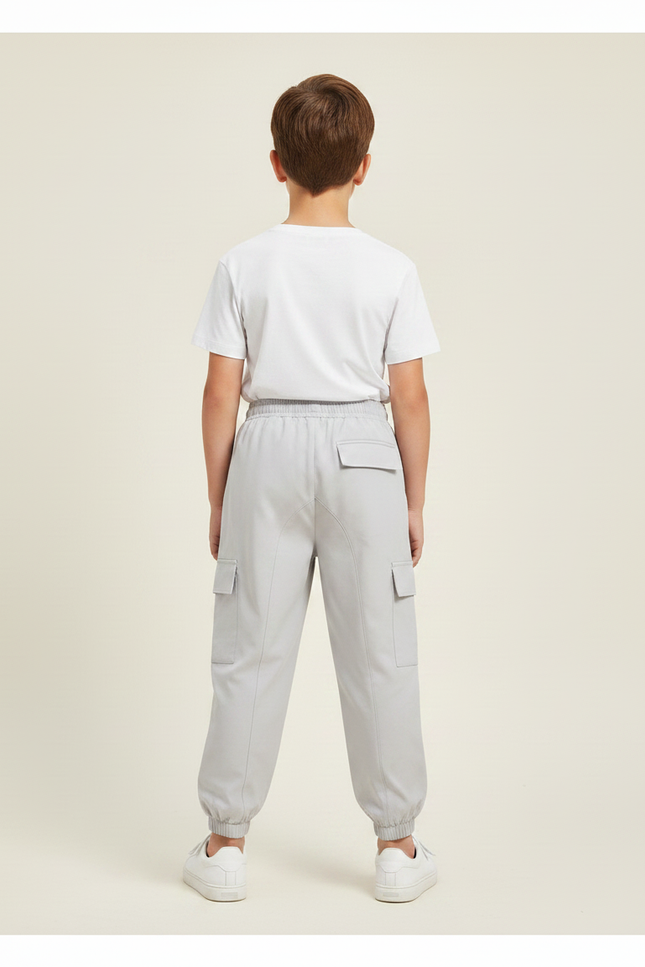 Pantalon Fluide Cargo Gris Ample Multi-Poches Garçon - Polyester - vue 2