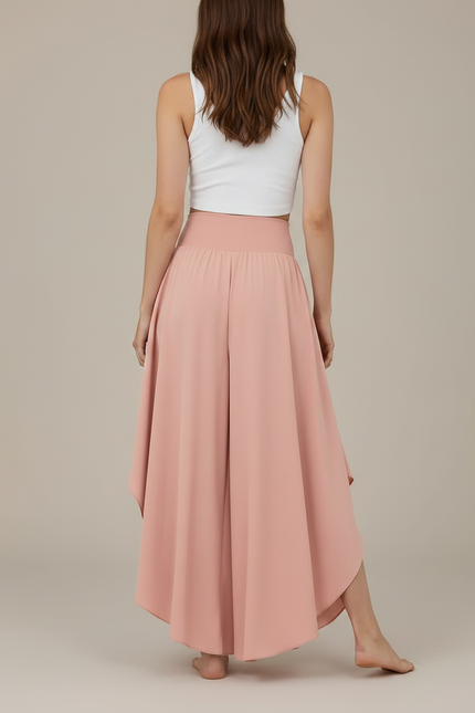 Pantalon Fluide Rose Asymétrique Taille Haute Élégant - Viscose - vue 2