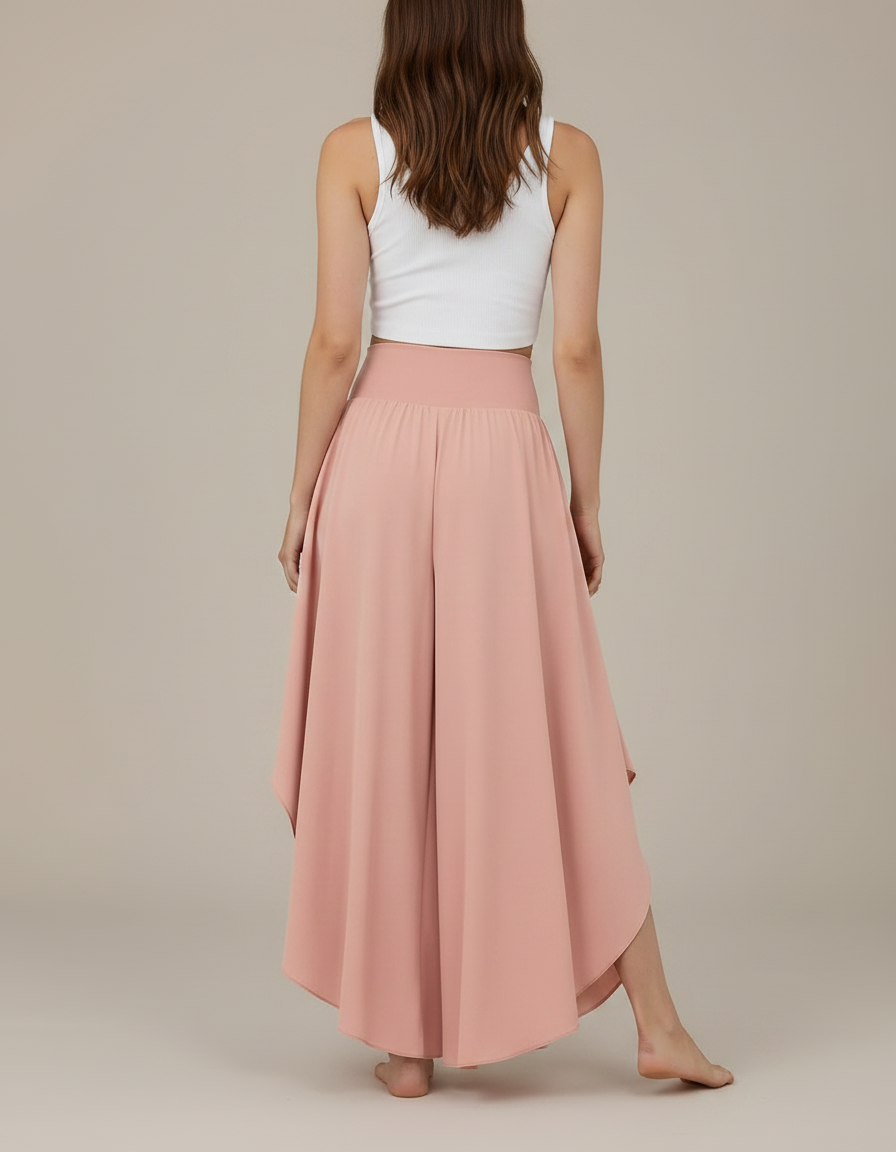 Pantalon Fluide Rose Asymétrique Taille Haute Élégant - Viscose - vue 2