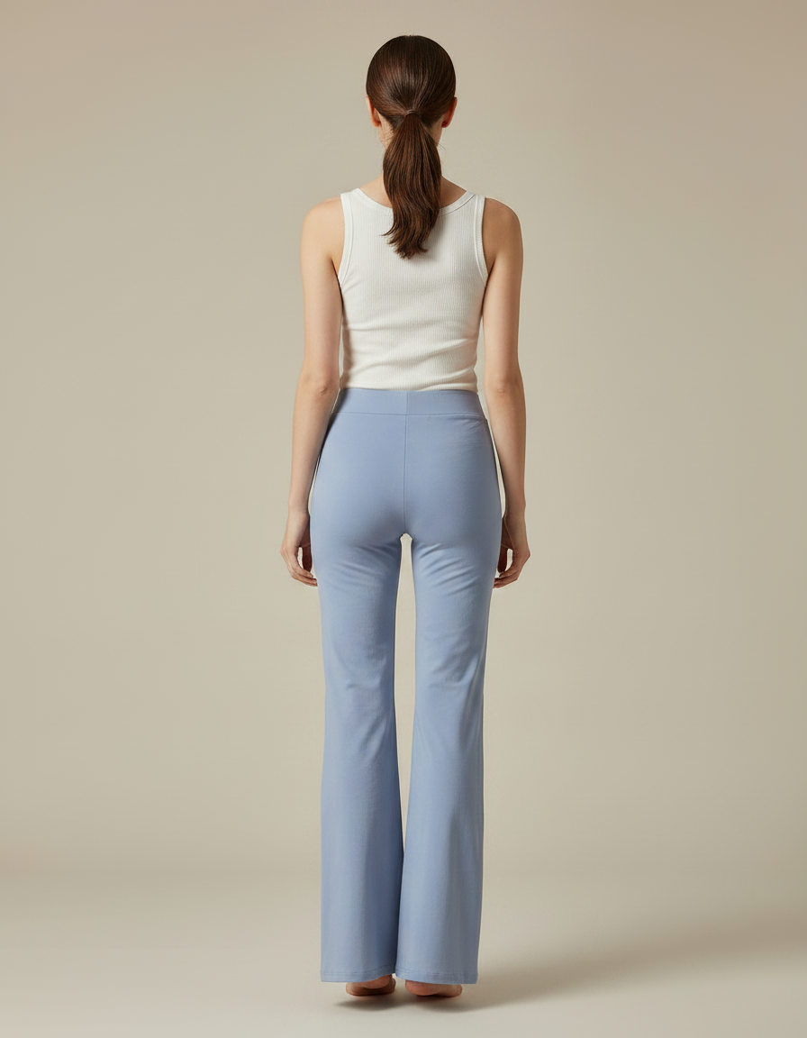 Pantalon Fluide Moulant - Bleu Viscose - vue 2