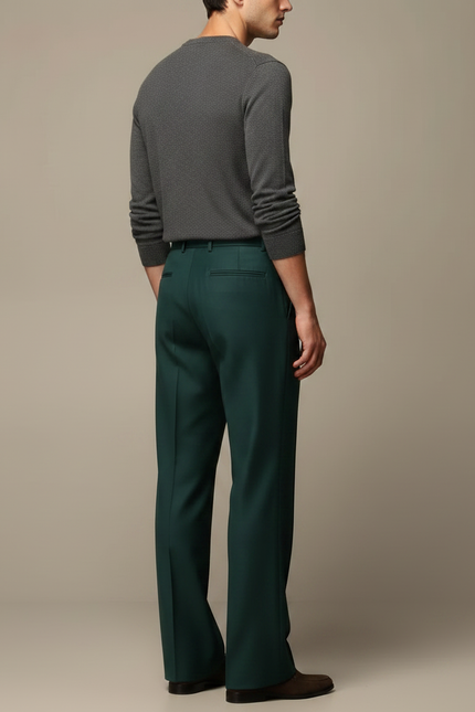 Pantalon Fluide Vert Émeraude Ample Droit Élégant Homme - Viscose - vue 2