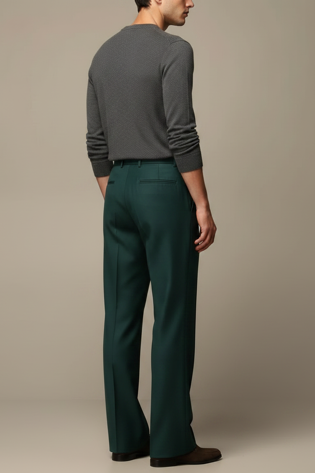 Pantalon Fluide Vert Émeraude Ample Droit Élégant Homme - Viscose - vue 2