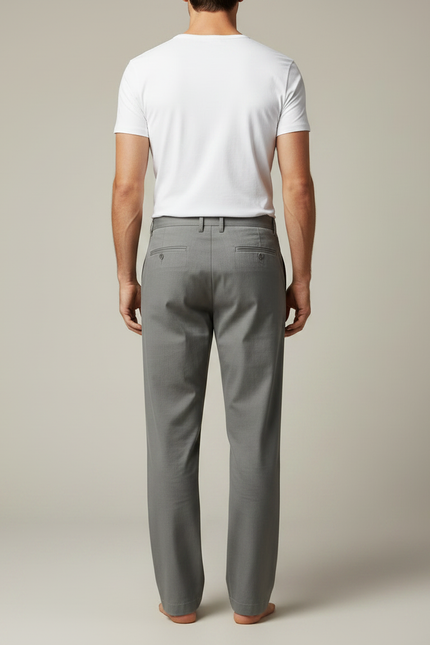 Pantalon Fluide Gris Droit Coton Décontracté Homme - Gabardine - vue 2