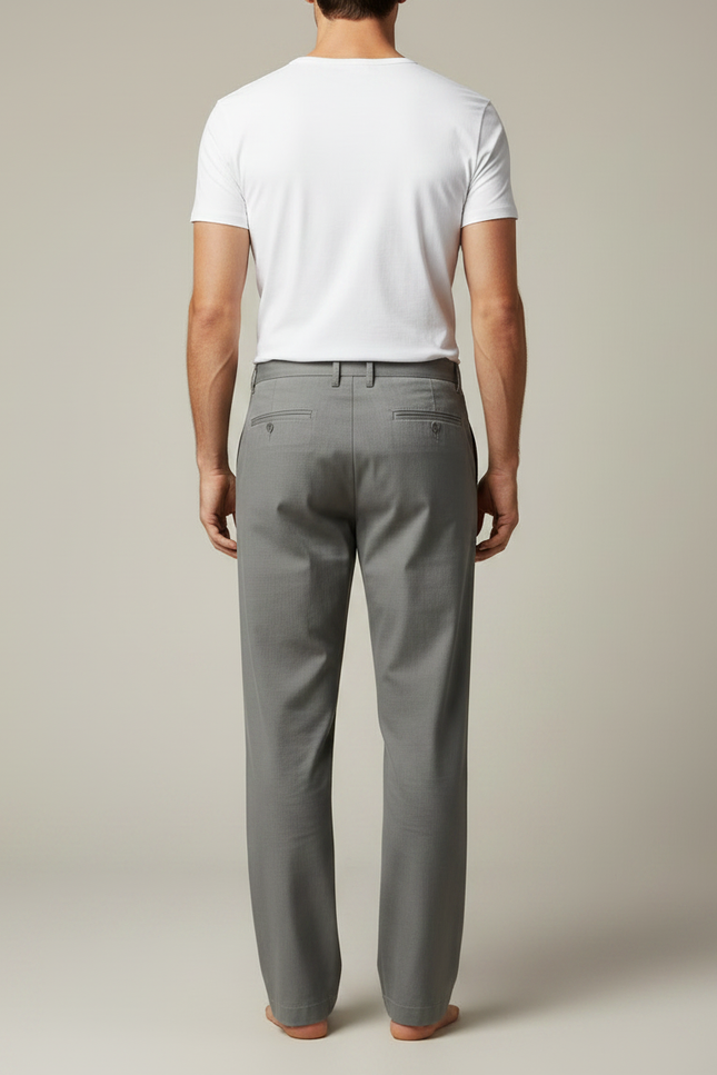 Pantalon Fluide Gris Droit Coton Décontracté Homme - Gabardine - vue 2