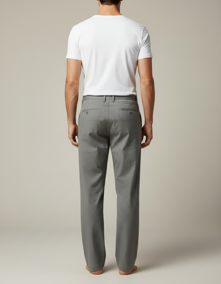 Pantalon Fluide Gris Droit Coton Décontracté Homme - Gabardine - vue 2