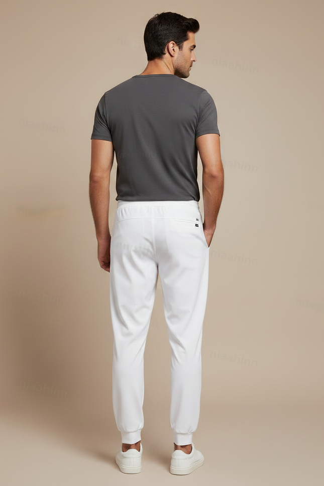 Pantalon Fluide Blanc Jogger Homme Confortable Sport - Polyester - vue 2