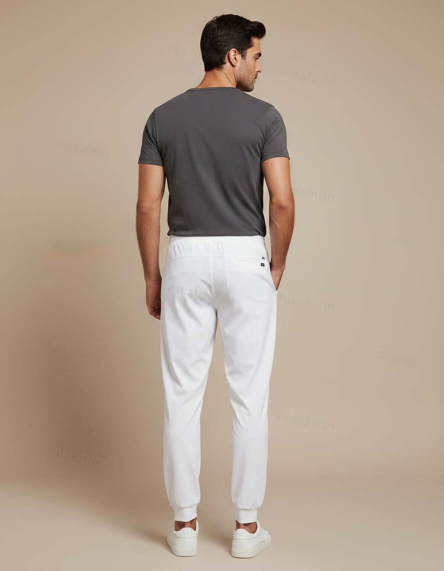 Pantalon Fluide Blanc Jogger Homme Confortable Sport - Polyester - vue 2