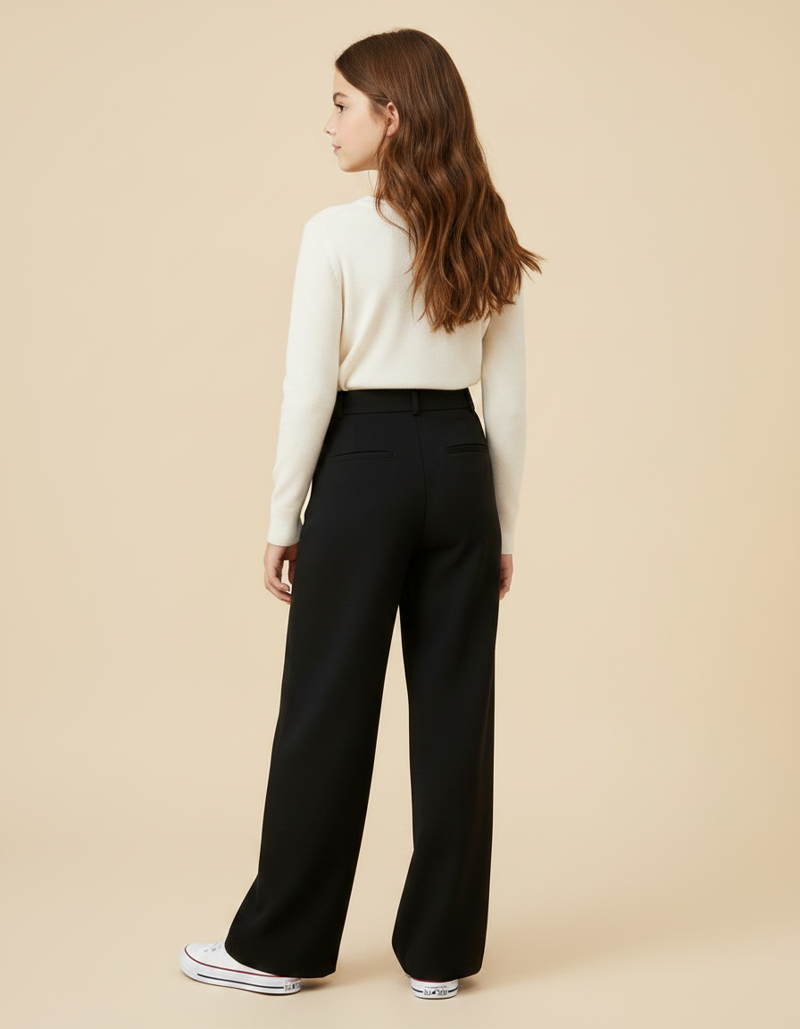 Pantalon Fluide Fille Noir Palazzo Viscose - vue 2