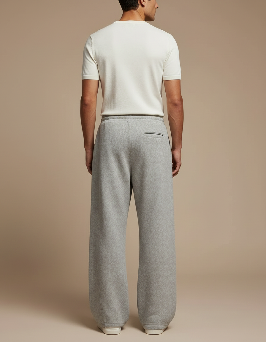 Pantalon Fluide Gris Ample Molleton Cordon Homme - vue 2