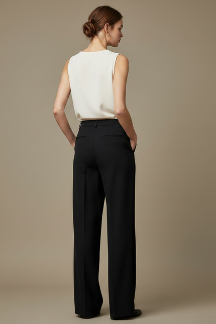 Pantalon Taille Haute Fluide Noir - Viscose - vue 2