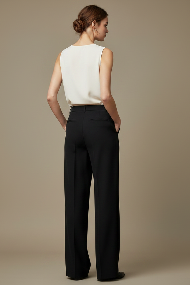 Pantalon Taille Haute Fluide Noir - Viscose - vue 2