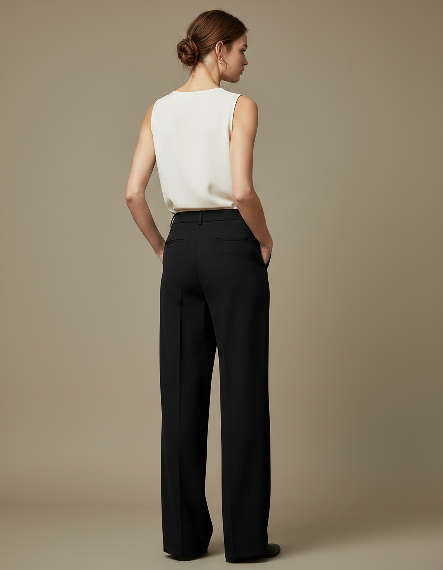 Pantalon Taille Haute Fluide Noir - Viscose - vue 2