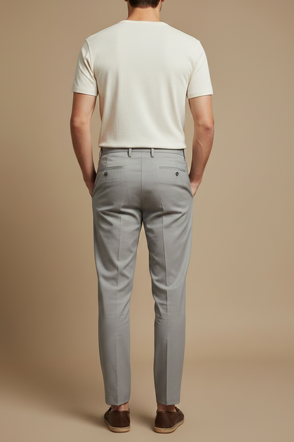 Pantalon Fluide Gris Clair Droit Élégant Homme - Polyester - vue 2