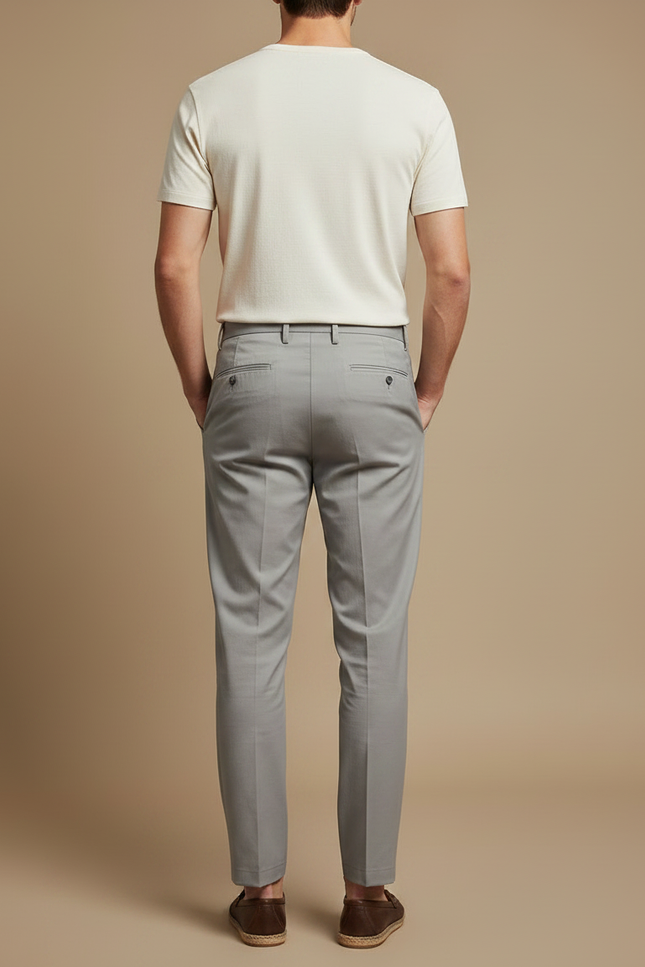 Pantalon Fluide Gris Clair Droit Élégant Homme - Polyester - vue 2