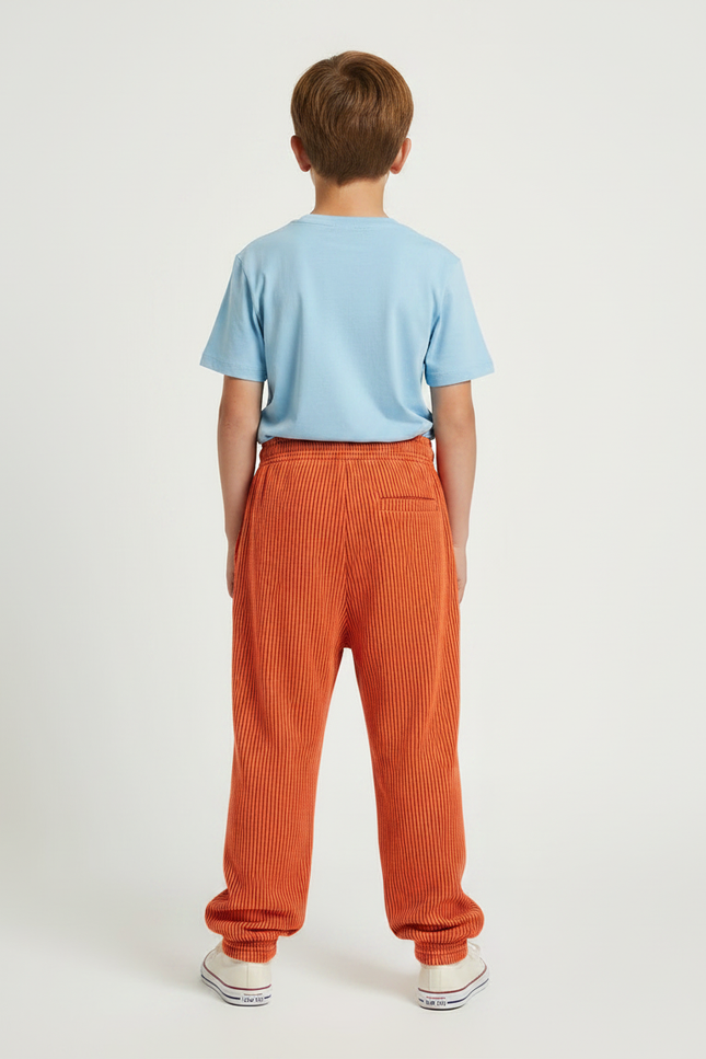 Pantalon Fluide Orange Côtelé Ample Décontracté Enfant - Cordé - vue 2
