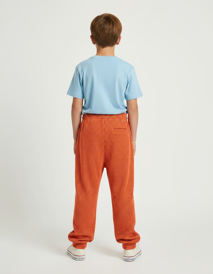 Pantalon Fluide Orange Côtelé Ample Décontracté Enfant - Cordé - vue 2