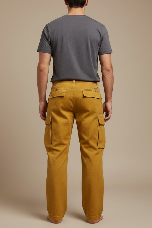 Pantalon Fluide Cargo Jaune Ample Décontracté Homme - Toile - vue 2