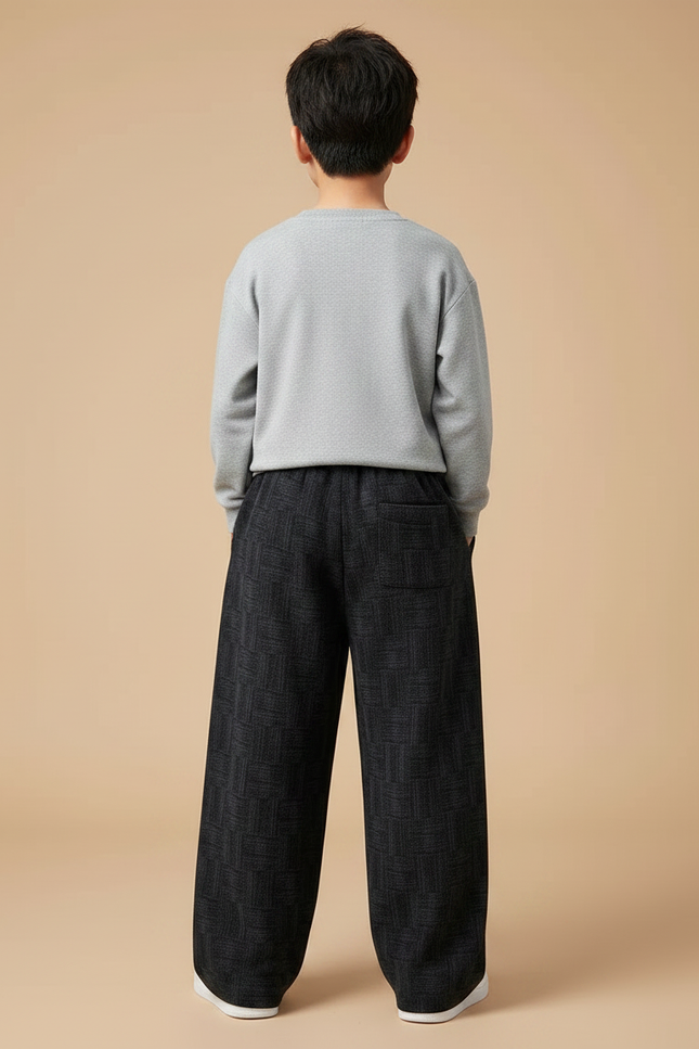 Pantalon Fluide Noir Ample Motif Géométrique Enfant - Molleton - vue 2