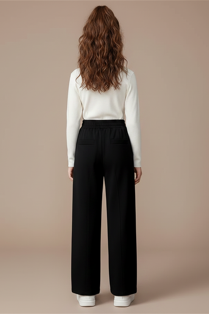 Pantalon Fluide Noir Ample Taille Haute Fille - Polyester - vue 2